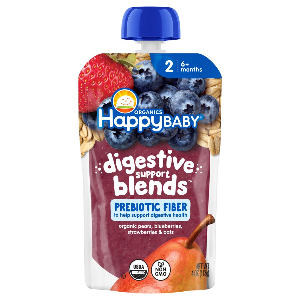 Happy Baby® Organics Prebiotic Fiber Pear Blueberry Strawberry & Oat Digestive Support Blend