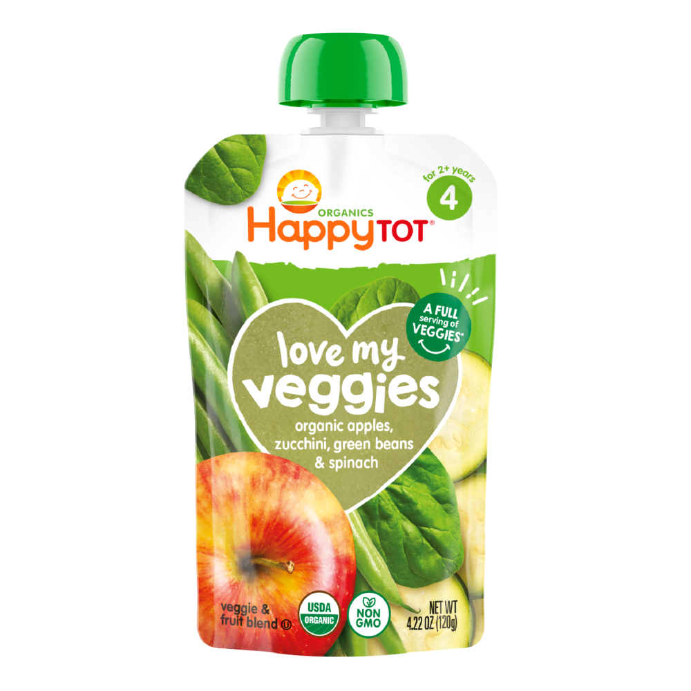 Happy Tot® Organics Love My Veggies Apples Zucchini Green Beans & Spinach Toddler Food Pouch