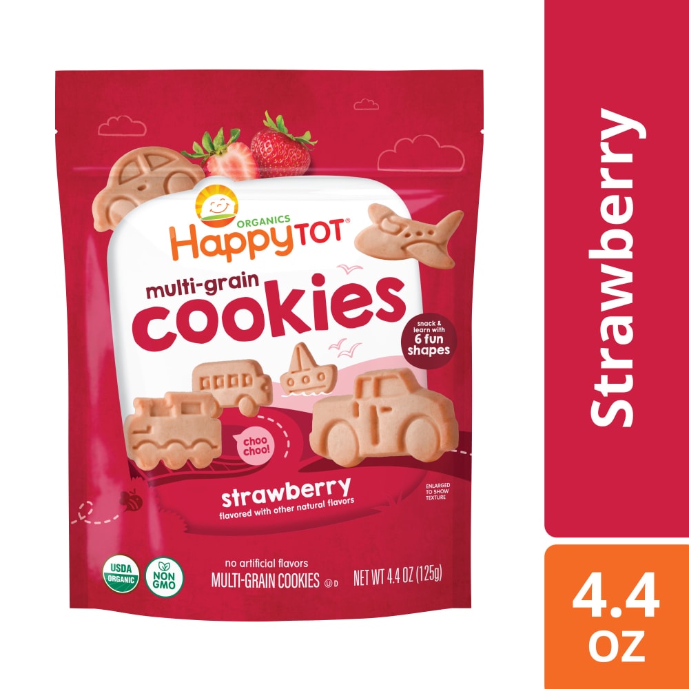 Happy Tot Organics Multi-Grain Cookies Strawberry Organic Toddler Snack Bag