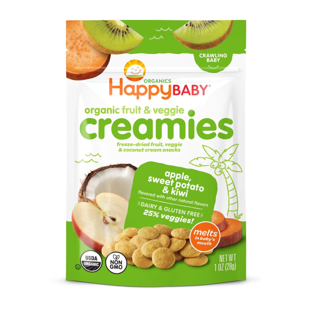 Happy Baby Organic Creamies, with Apple, Sweet Potato, and Kiwi Baby Snacks