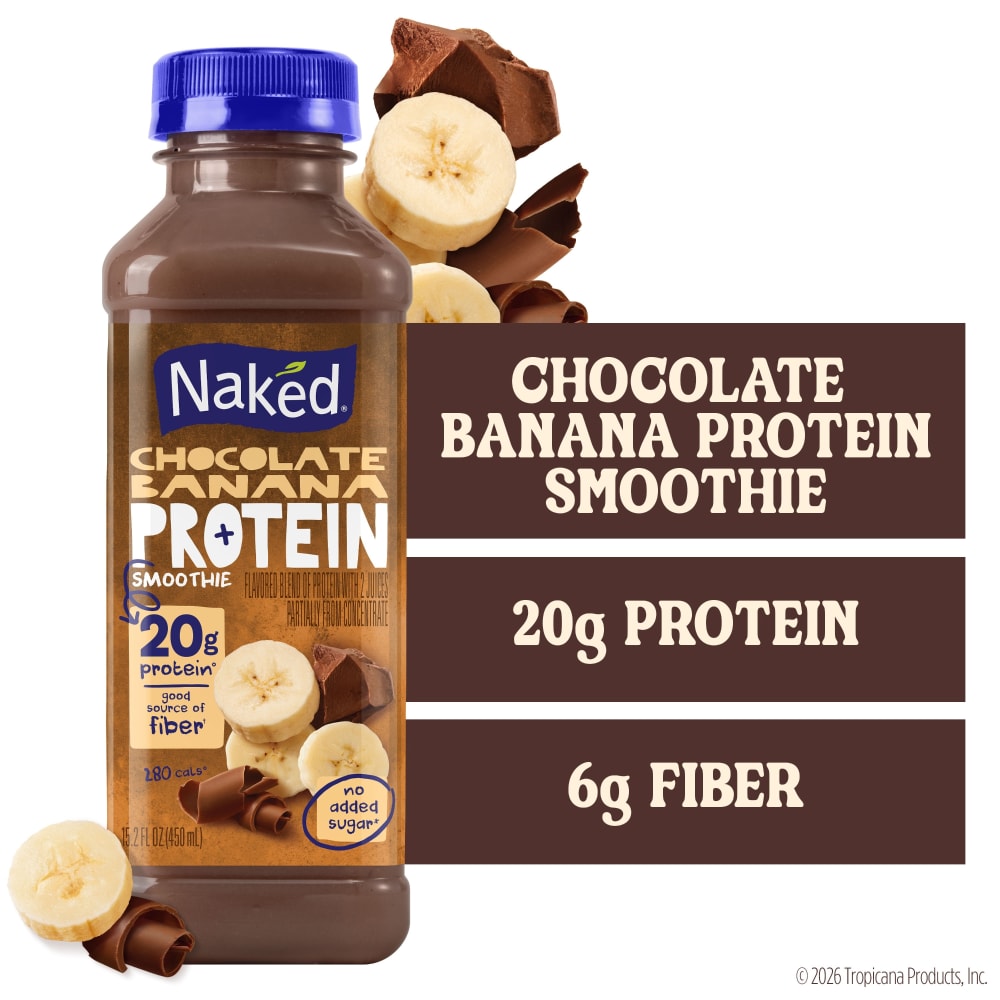 Naked Protein Chocolate Banana with 20g of Protein, 15.2 fl oz bottle