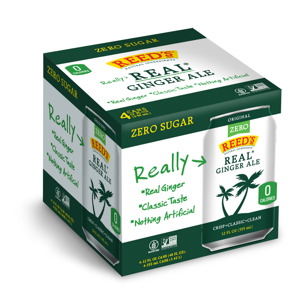 Reed’s® Zero Sugar Real Ginger Ale – 4 Pk Cans