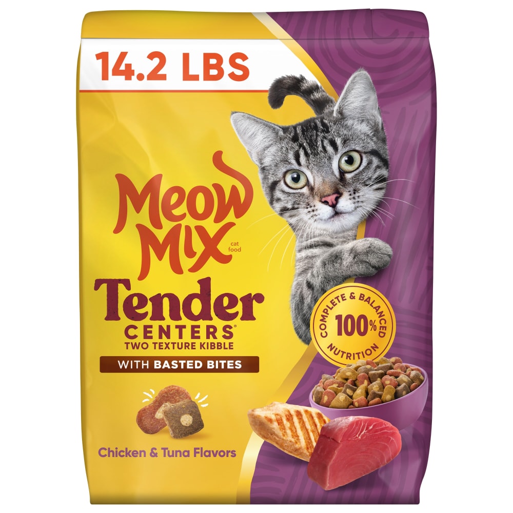 Meow Mix Tender Centers Dry Cat Food with Basted Bites, Chicken & Tuna Flavors