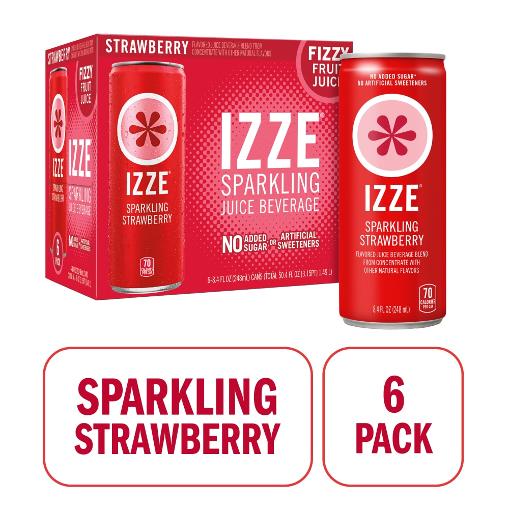 IZZE No Sugar Added Strawberry Sparkling Juice Beverage Blend