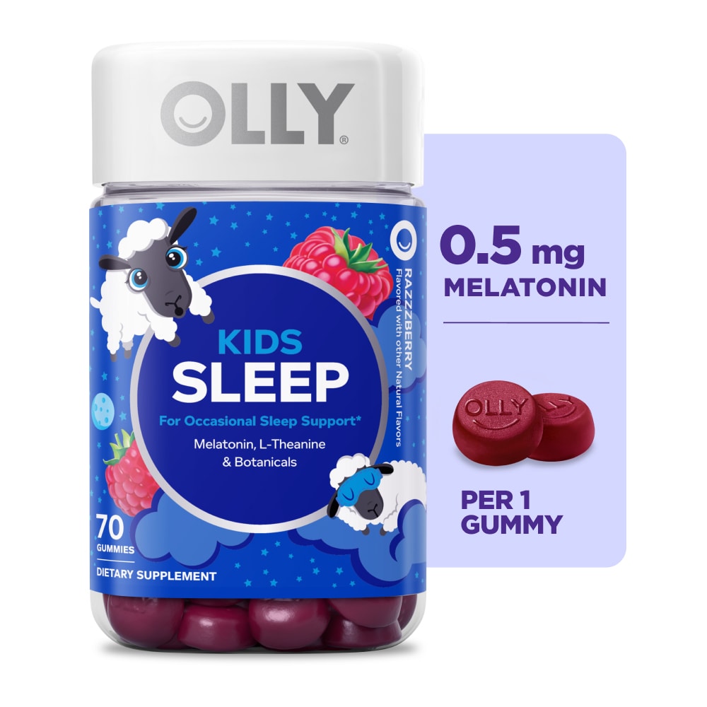 OLLY Kids Sleep Raspberry Flavor Gummy Supplement Melatonin .5mg