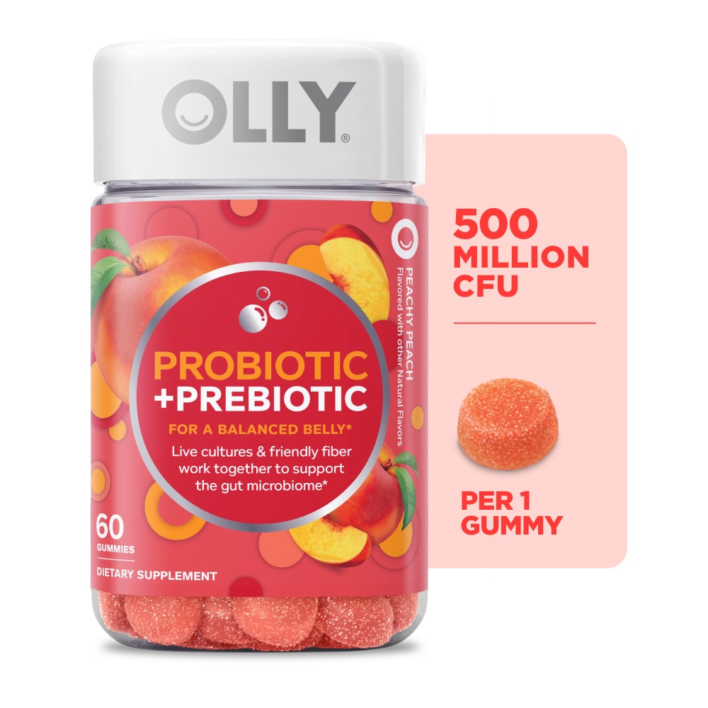 OLLY Probiotic Prebiotic Peach Flavor Gummy Supplement