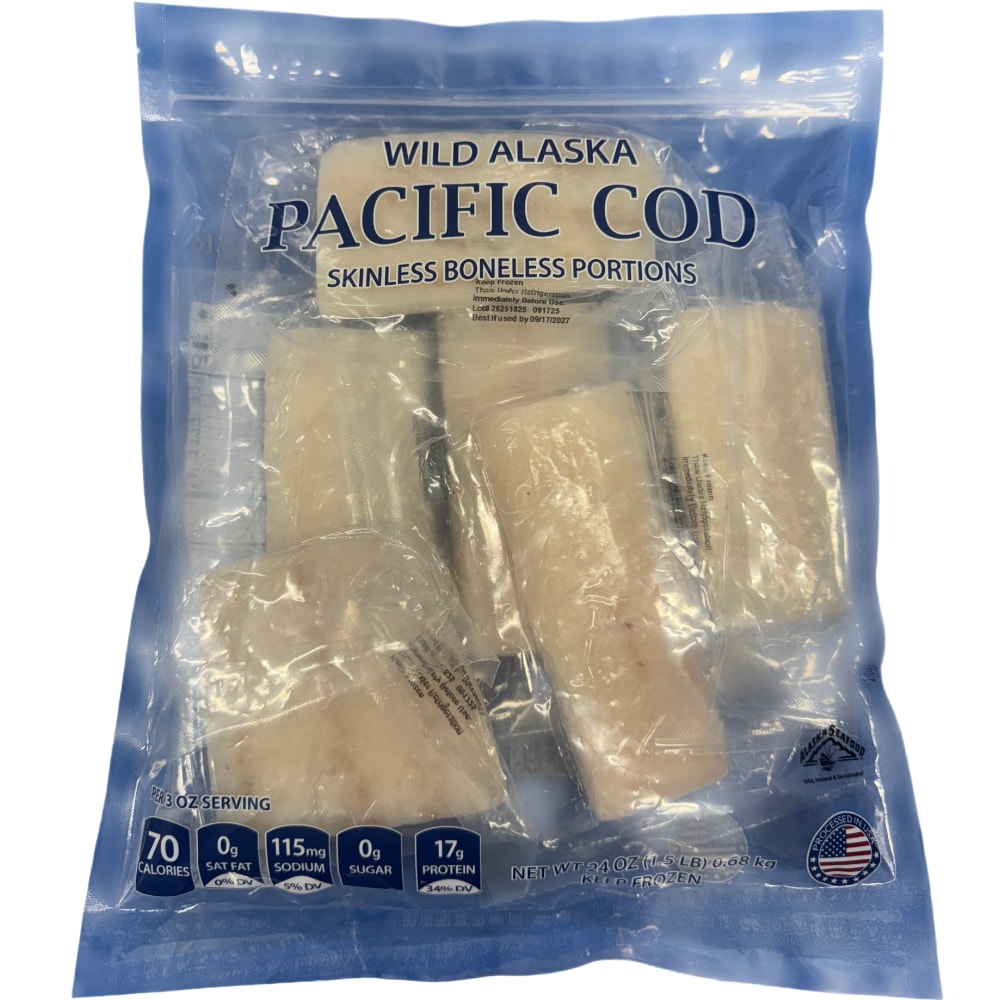 Premier Packing Frozen Wild Alaska Pacific Cod Portions