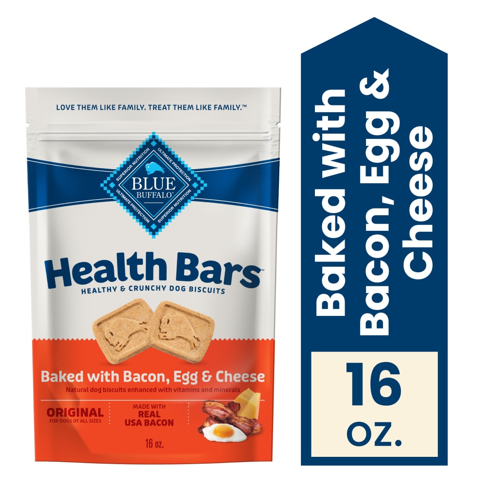 Blue Buffalo Health Bars Crunchy Biscuits Dog Treats Natural Bacon Egg & Cheese