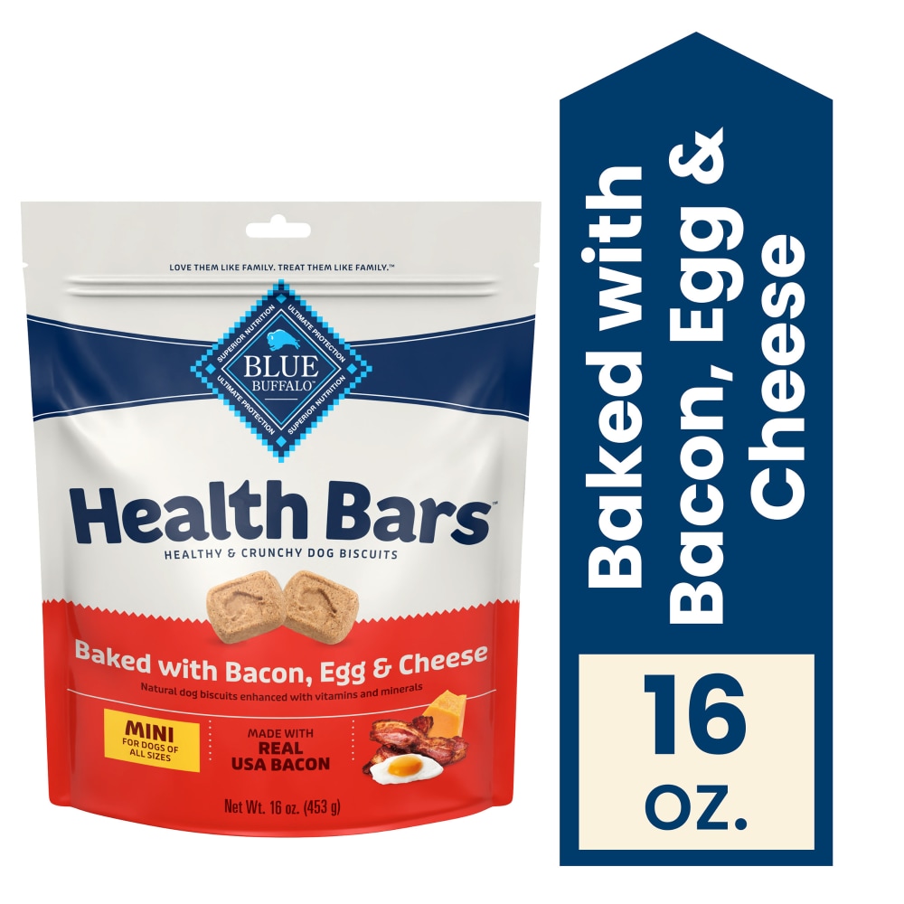 Blue Buffalo Health Bars Mini Crunchy Dog Biscuits, Bacon, Egg & Cheese, 16-oz Bag