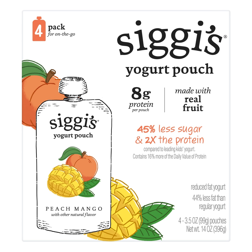 Siggi’s Peach Mango Yogurt 4 – 3.5 Oz Pouches