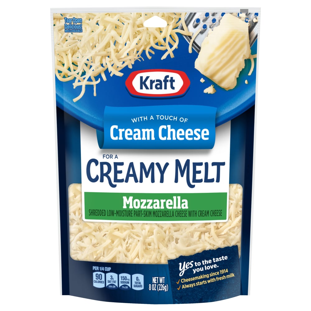 Kraft with a Touch of Cream Cheese Natural Cheese Shreds Mozzarella Bag