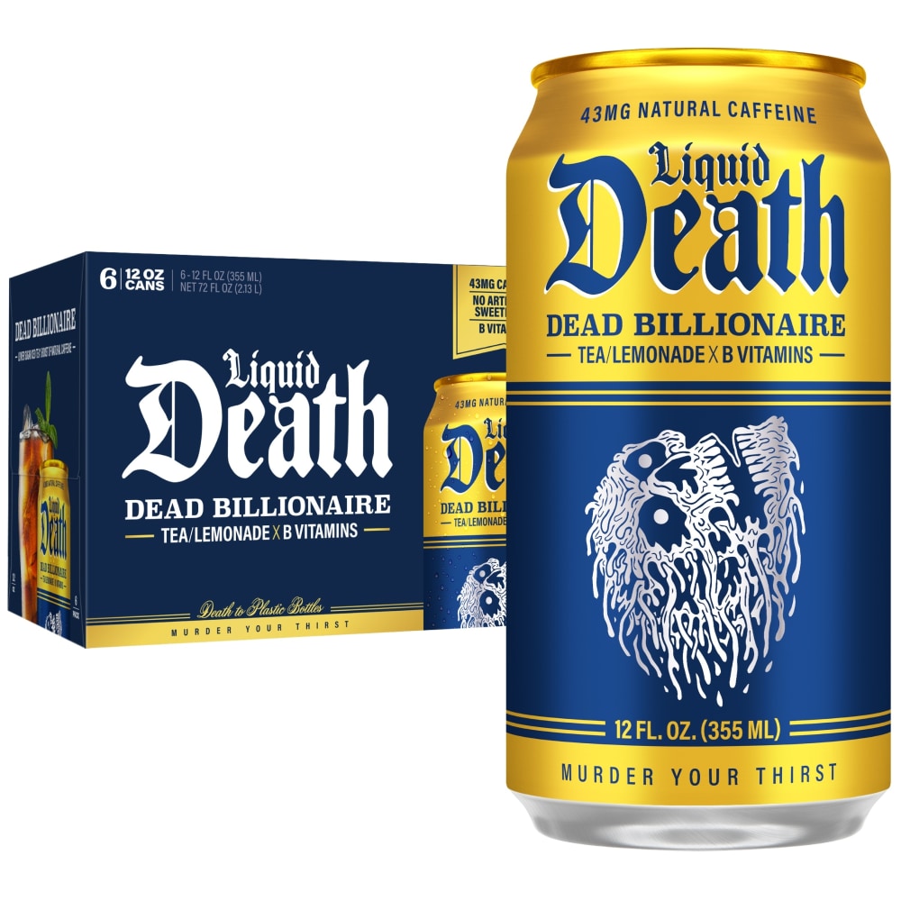 Liquid Death, Dead Billionaire Iced Tea, 6-Pack (12oz Cans)