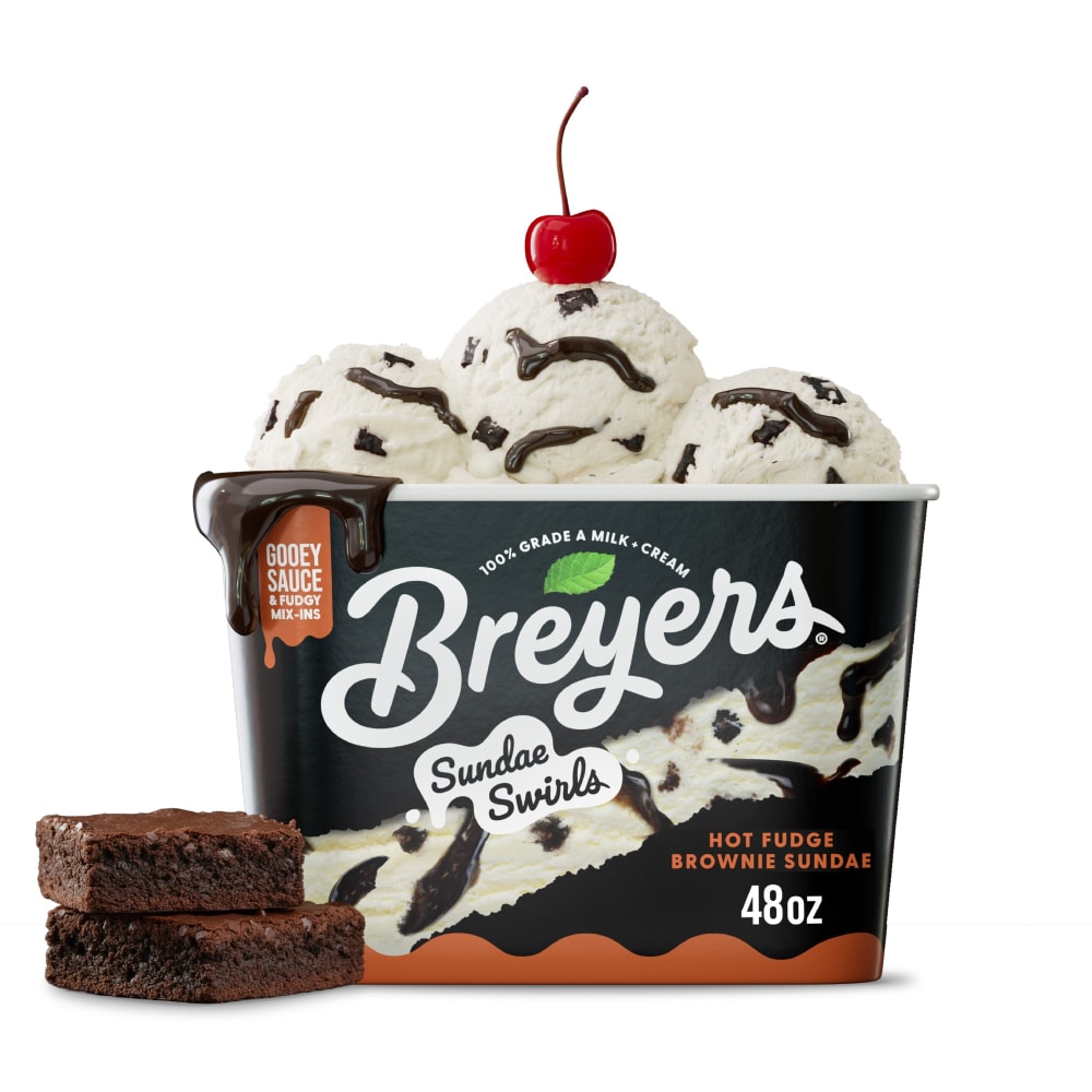 Breyers Sundae Swirls Hot Fudge Brownie Sundae 48 oz