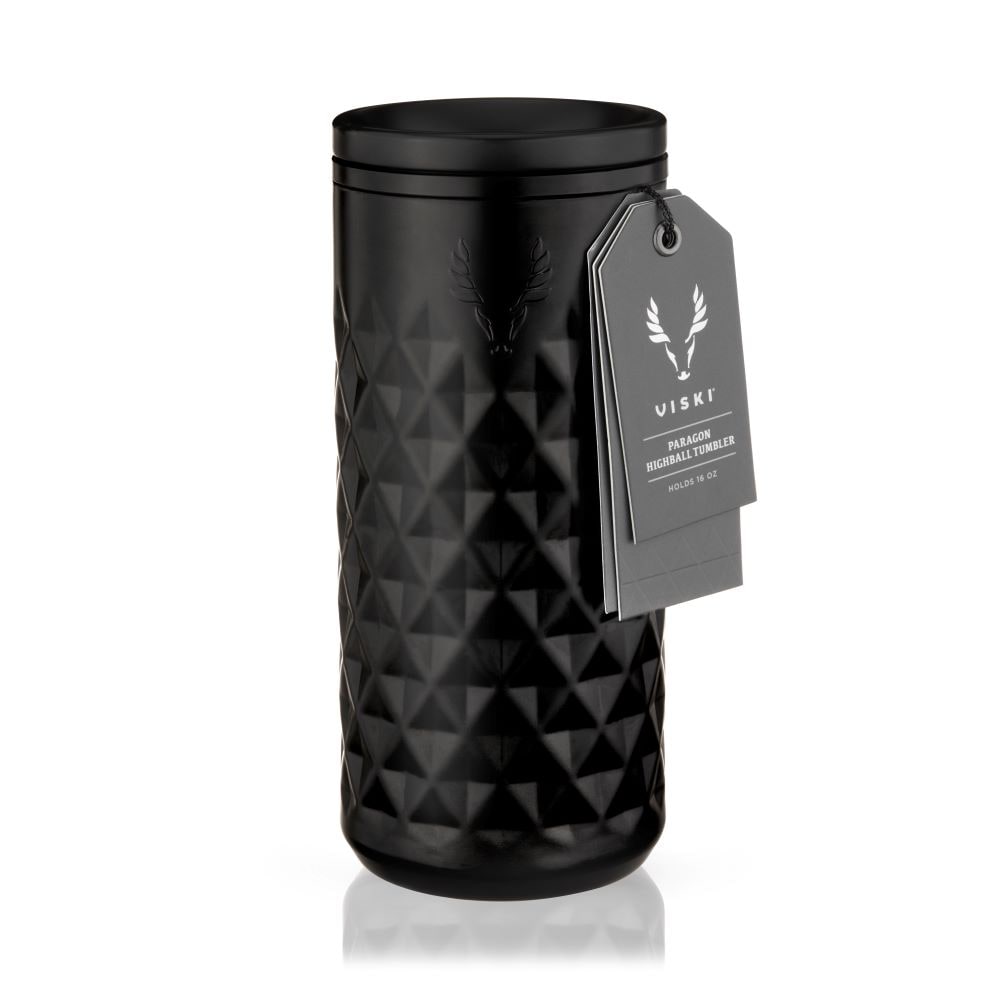 Viski Paragon Stainless Steel Highball Tumbler in Obsidian