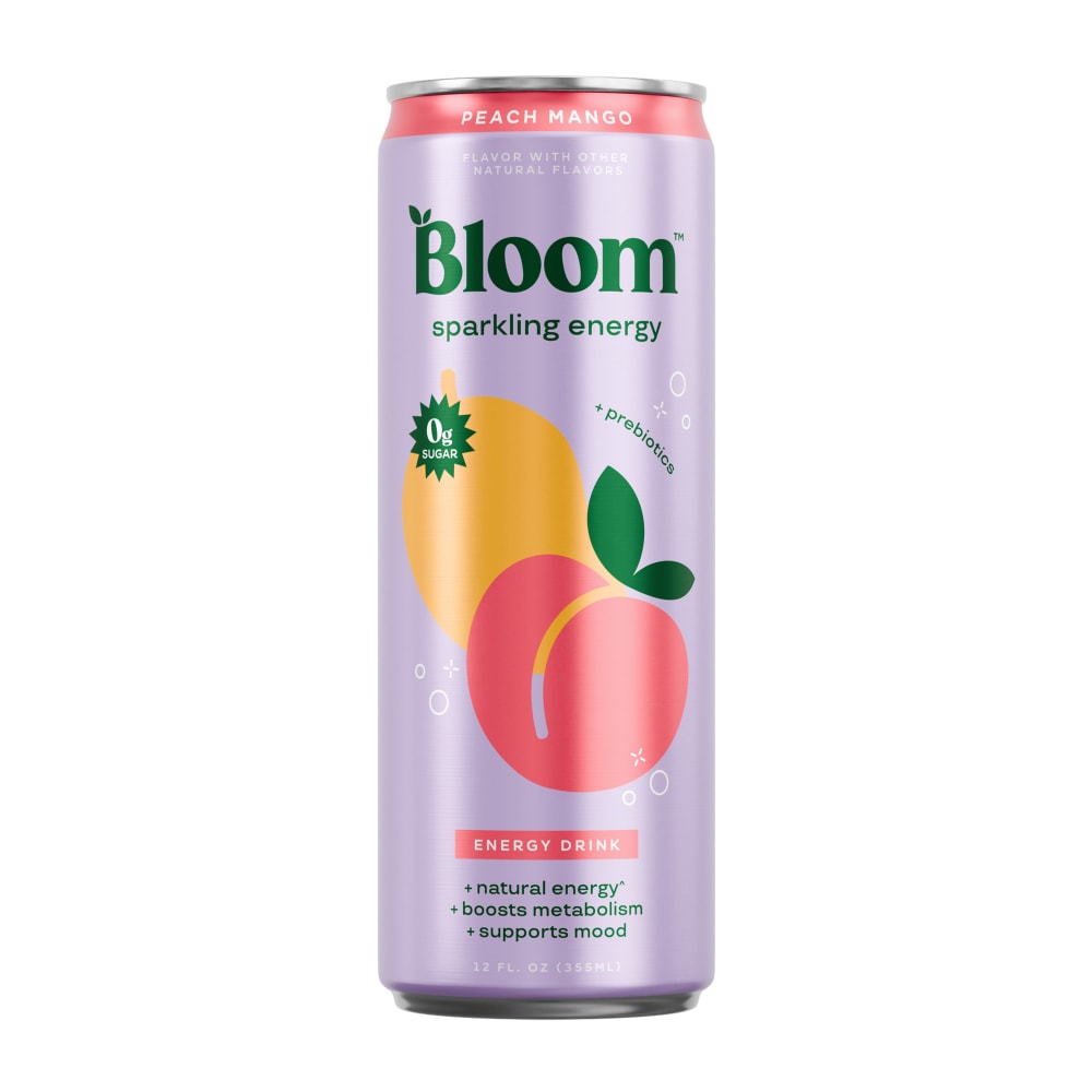 Bloom Peach Mango + Prebiotics Sparkling Energy Drink Can