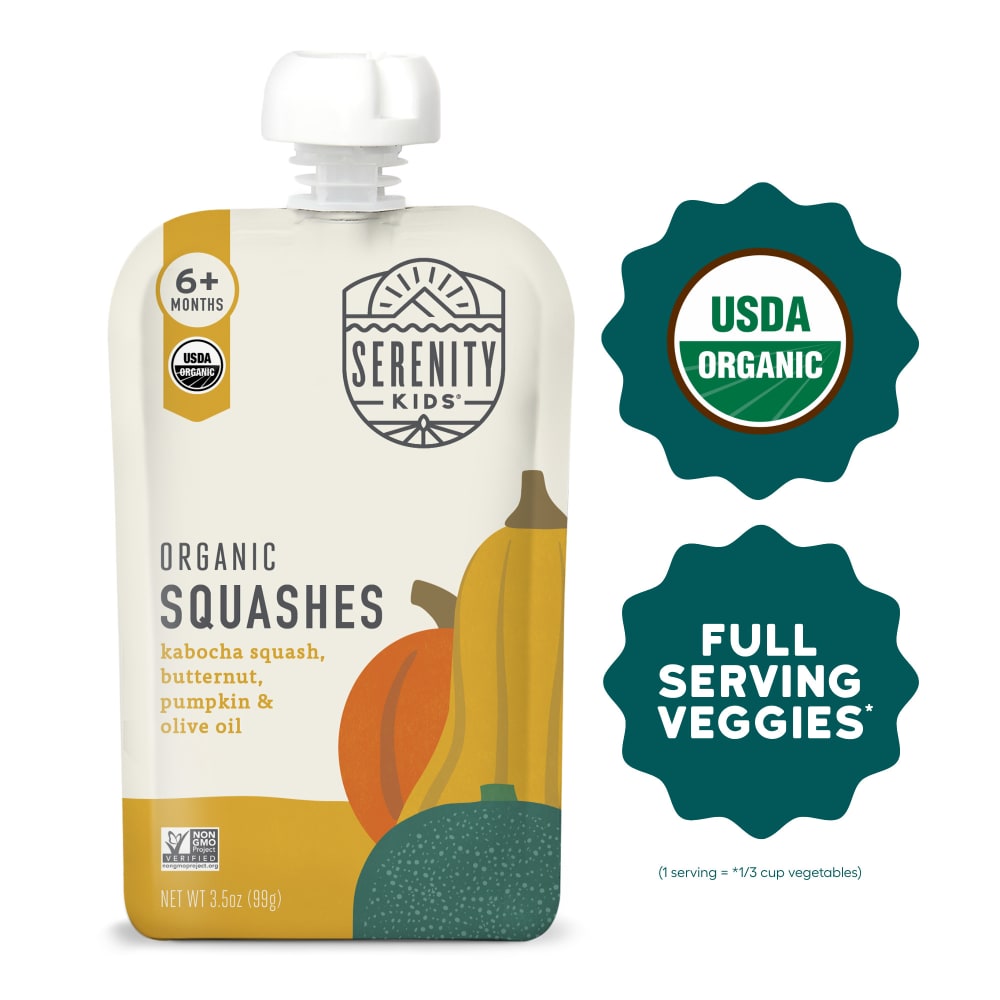 Serenity Kids Organic Squashes with Organic Olive Oil Baby Food Pouch
