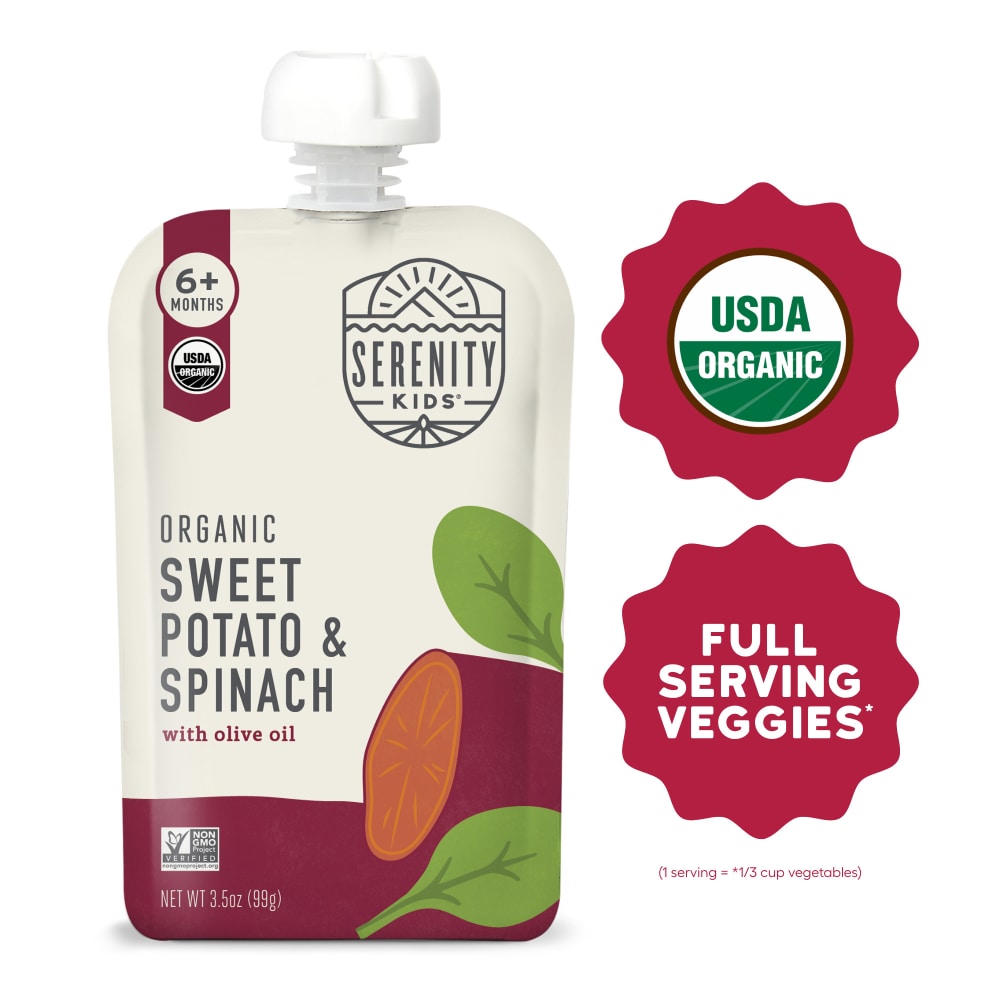 Serenity Kids Organic Sweet Potato & Spinach with Organic Olive Oil Pouch