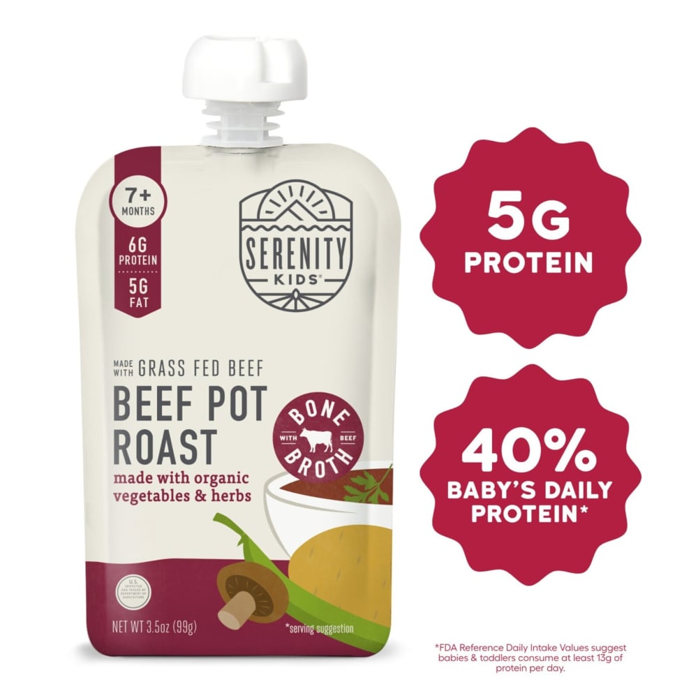 Serenity Kids Beef Pot Roast with Bone Broth, Organic Vegetables & Herbs Pouch, 3.5oz