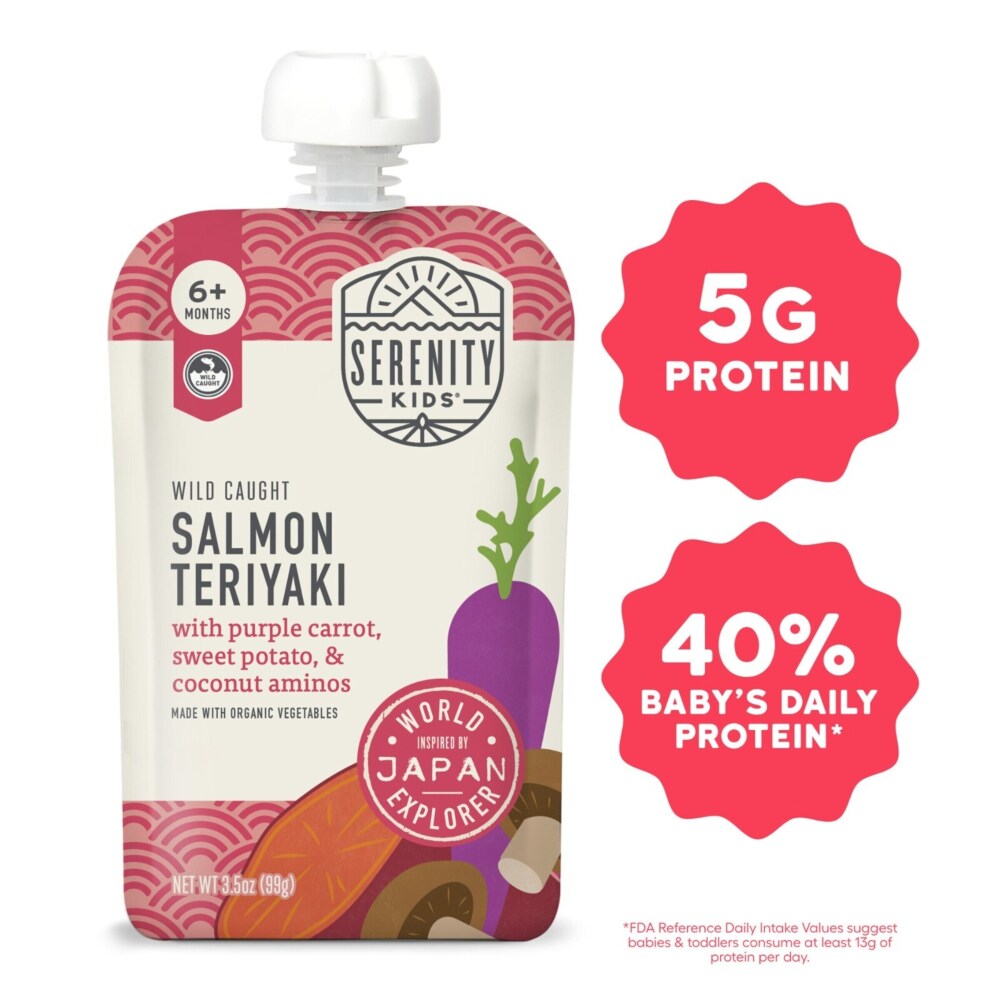 Serenity Kids Salmon Teriyaki with Organic Vegetables Pouch, 3.5oz