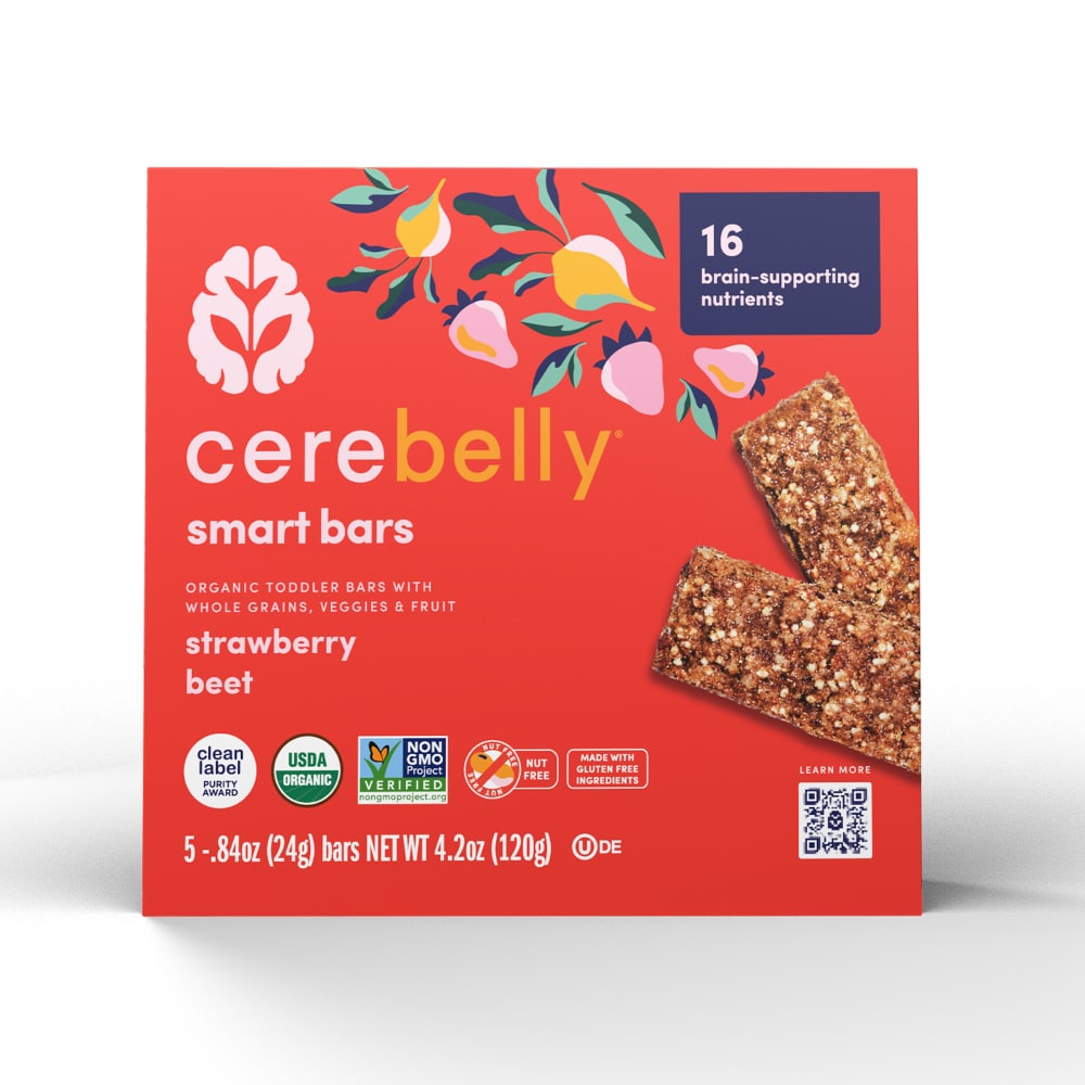 Cerebelly Organic Toddler Strawberry Beet Smart Snack Bars 5PK