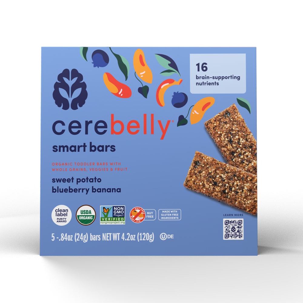 Cerebelly Organic Toddler Blueberry Banana Sweet Potato Smart Snack Bars 5PK