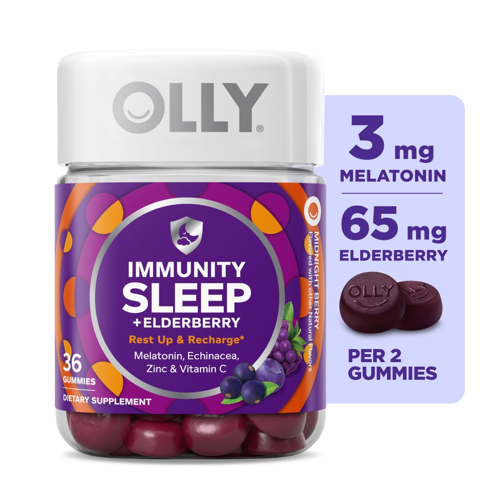 OLLY Immunity Sleep Elderberry Berry Flavor Gummy Supplement Melatonin 3mg