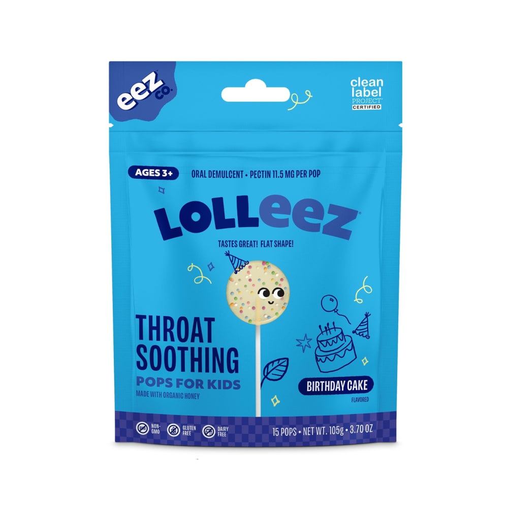 Lolleez Throat Soothing Pops for Kids Birthday Cake