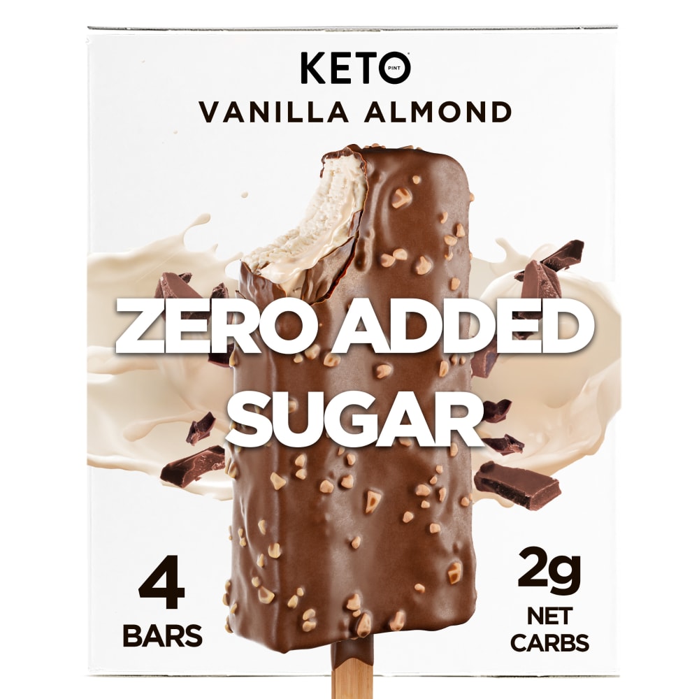 Keto Zero Added Sugar Vanilla Almond Ice Cream Bars 4pk, 2.75 fl oz Bars