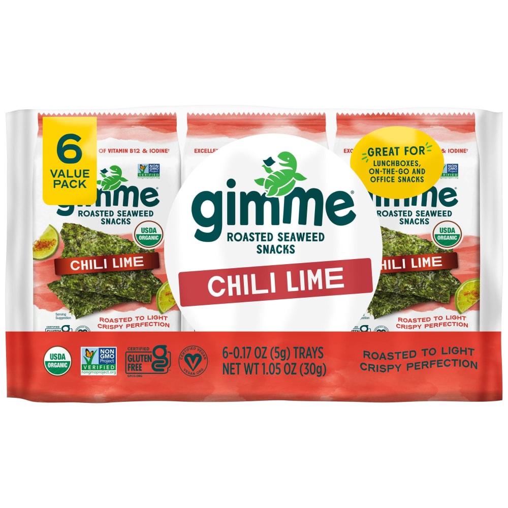 Gimme® Premium Roasted Seaweed: 0.17oz Chili Lime Cello 6PK