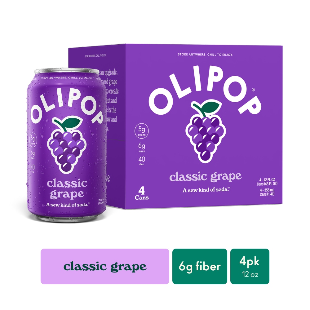 Olipop® Classic Grape Prebiotic Soda Cans, Shelf Stable