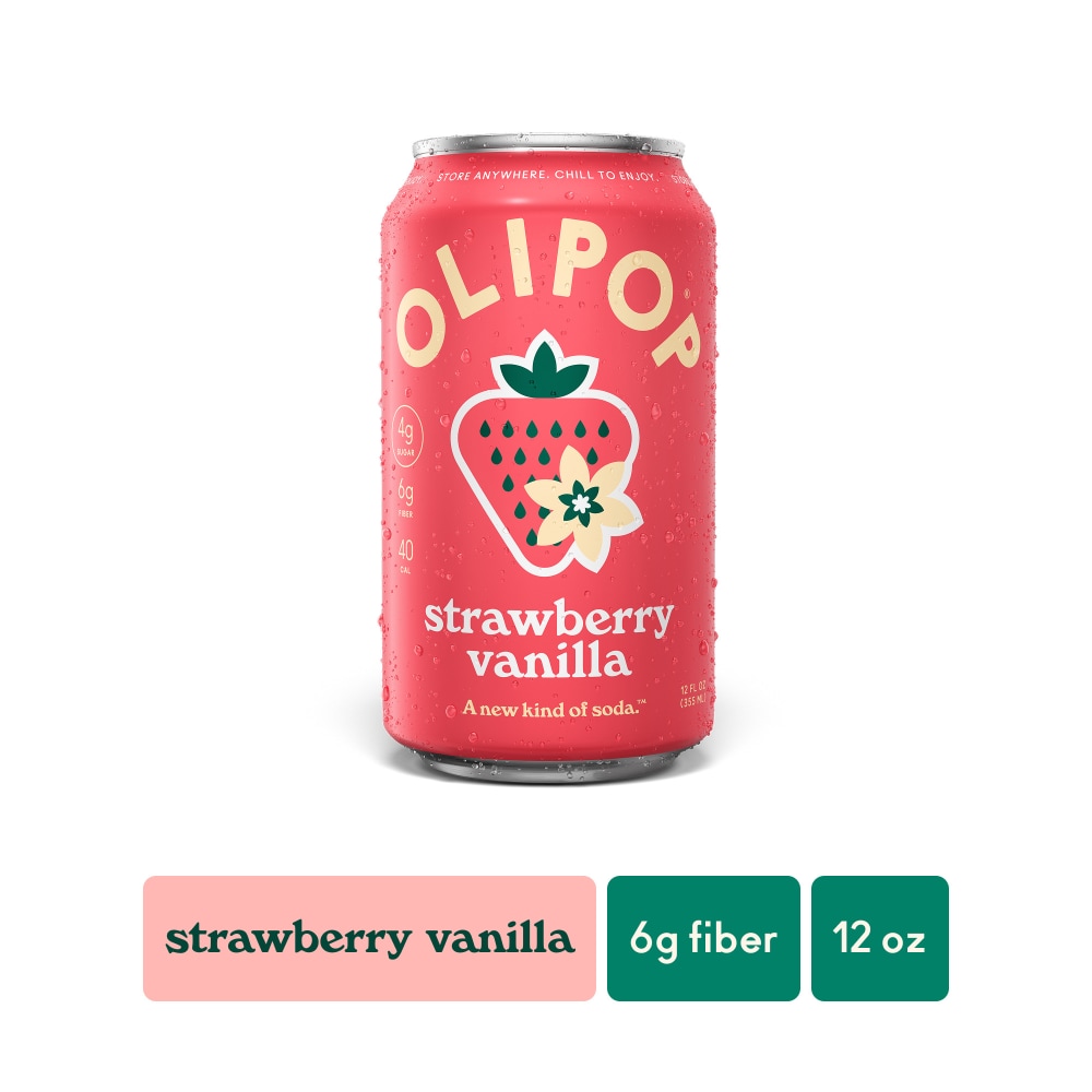 Olipop® Strawberry Vanilla Prebiotic Soda Can, Shelf Stable