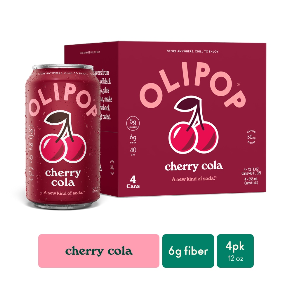 Olipop® Cherry Cola Prebiotic Soda Cans, Shelf Stable