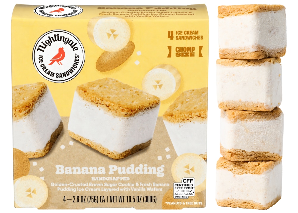 Nightingale Ice Cream Sandwiches® Banana Pudding Chomp Size Ice Cream Sandwiches