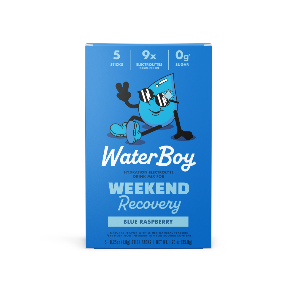 Waterboy Weekend Recovery Blue Raspberry Drink Mix Packets