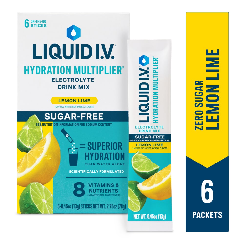 Liquid I.V. Hydration Multiplier Zero Sugar Electrolytes Lemon Lime Drink Mix Packets