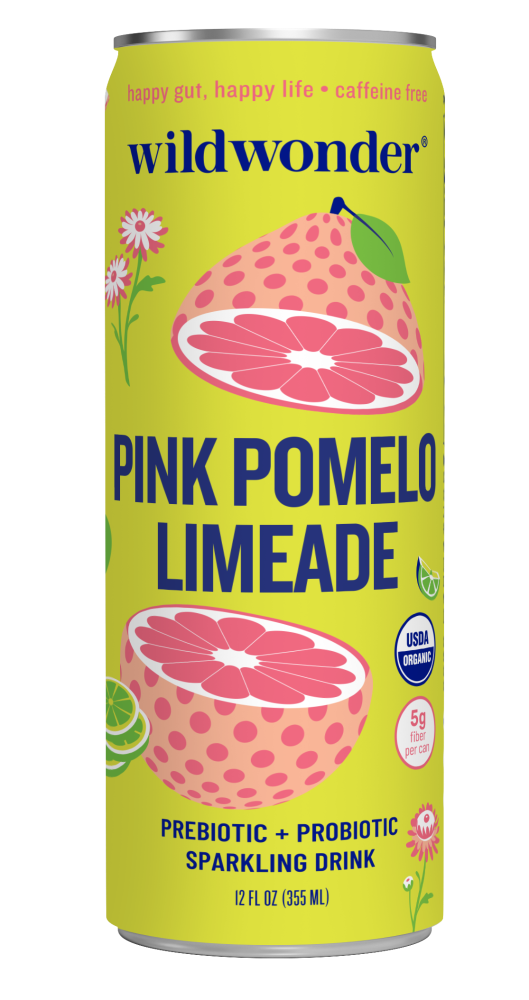 wildwonder Pink Pomelo Limeade Prebiotic + Probiotic Sparkling Drink