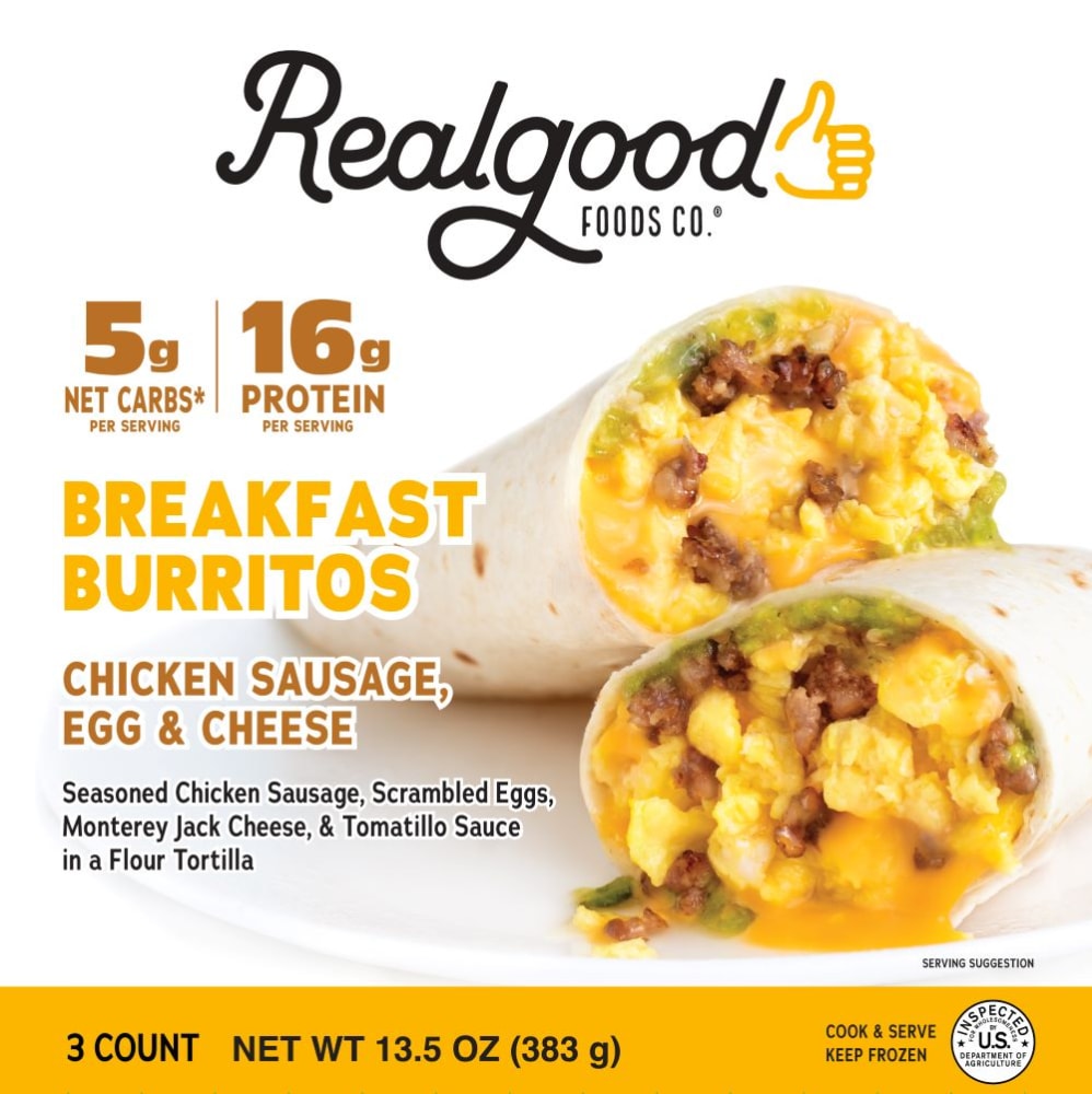 Realgood Foods Co.® Chicken Sausage Egg & Cheese Breakfast Burritos
