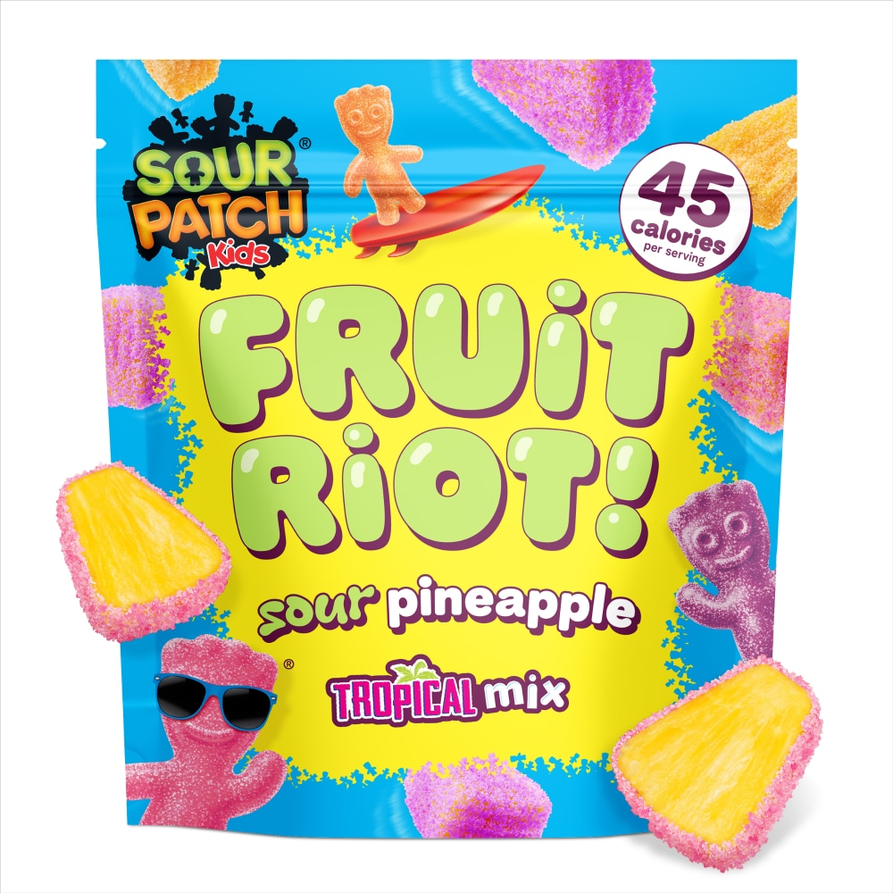 Fruit Riot x Sour Patch Kids Sour Candy Pineapple Tropical Mix, Real Frozen Fruit
