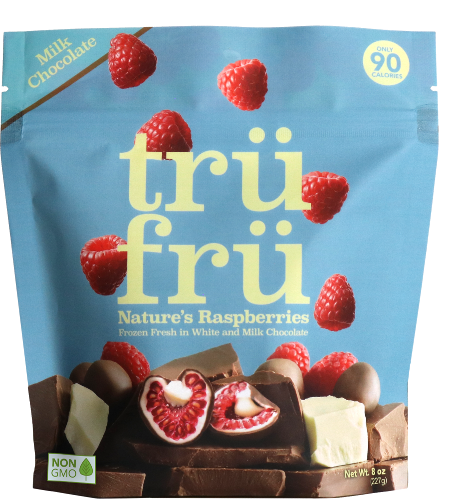 Trü Frü Frozen Raspberries in White & Milk Chocolate