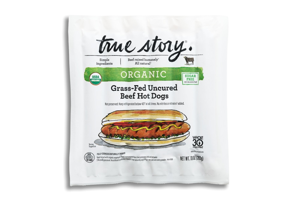 True Story Foods Organic Grass-Fed Uncured Beef Hot Dogs