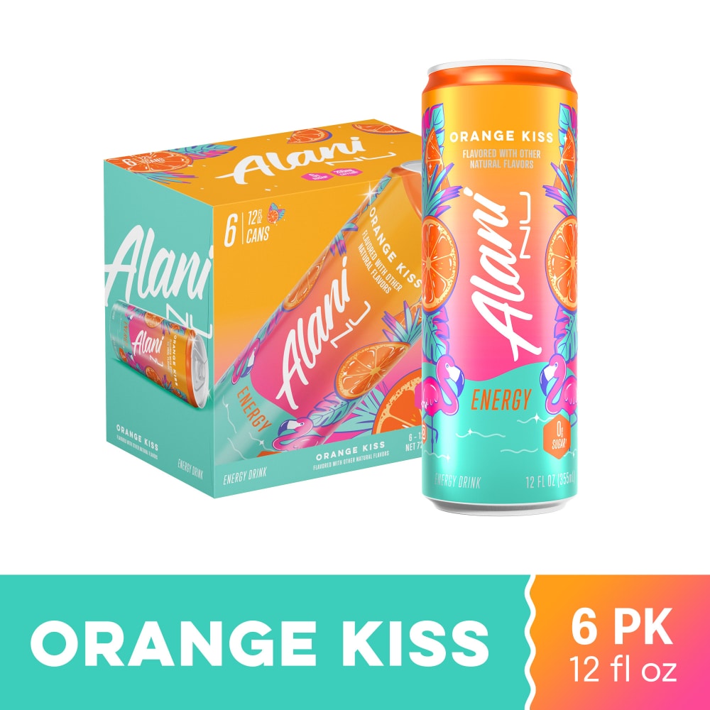 Alani Nu Orange Kiss Sugar Free Energy Drink 12 Fl Oz (Pack of 6)