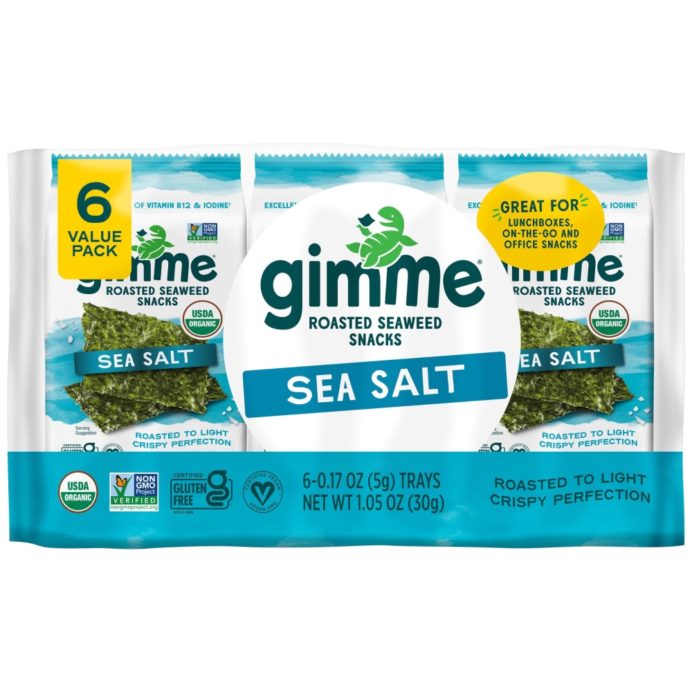 Gimme ® Sea Salt 6 Pack Pillow Roasted Seaweed Snack