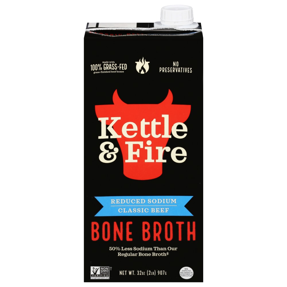 Kettle & Fire Reduced Sodium Classic Beef Bone Broth 32 oz