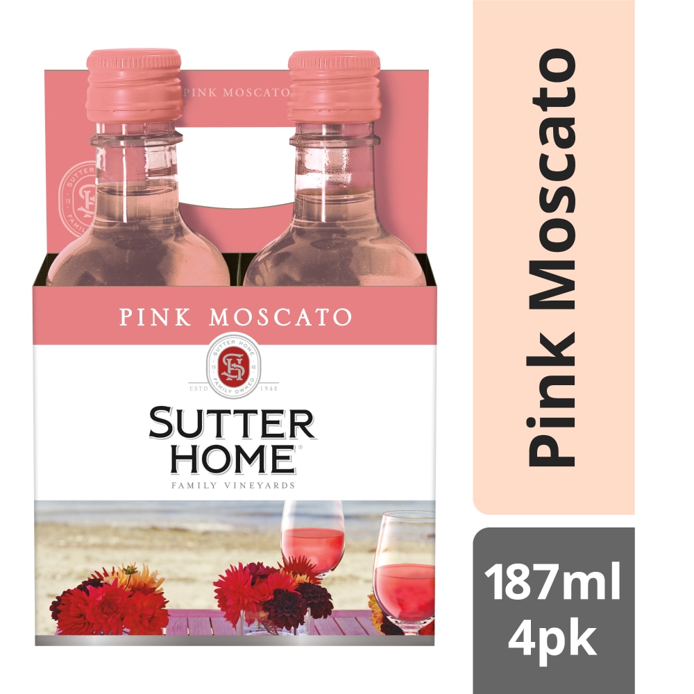 Sutter Home Pink Moscato California Pink Wine 4 bottles/ 187 ml