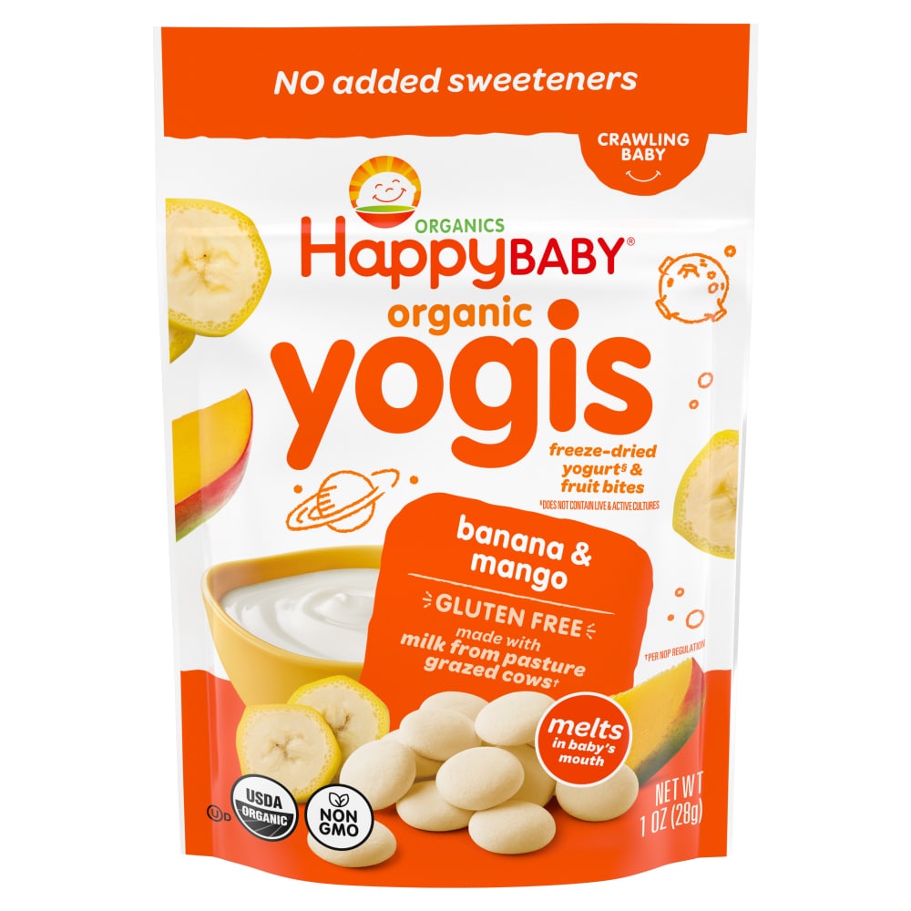 Happy Baby Organics Yogis Banana Mango & Yogurt Freeze-Dried Organic Baby Snack Bag