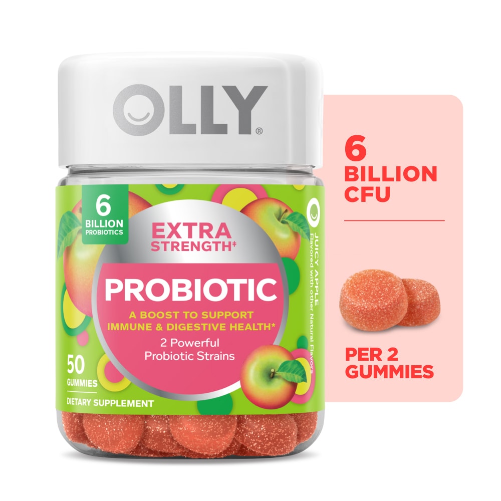 OLLY Extra Strength Probiotic Apple Flavor Gummy Supplement