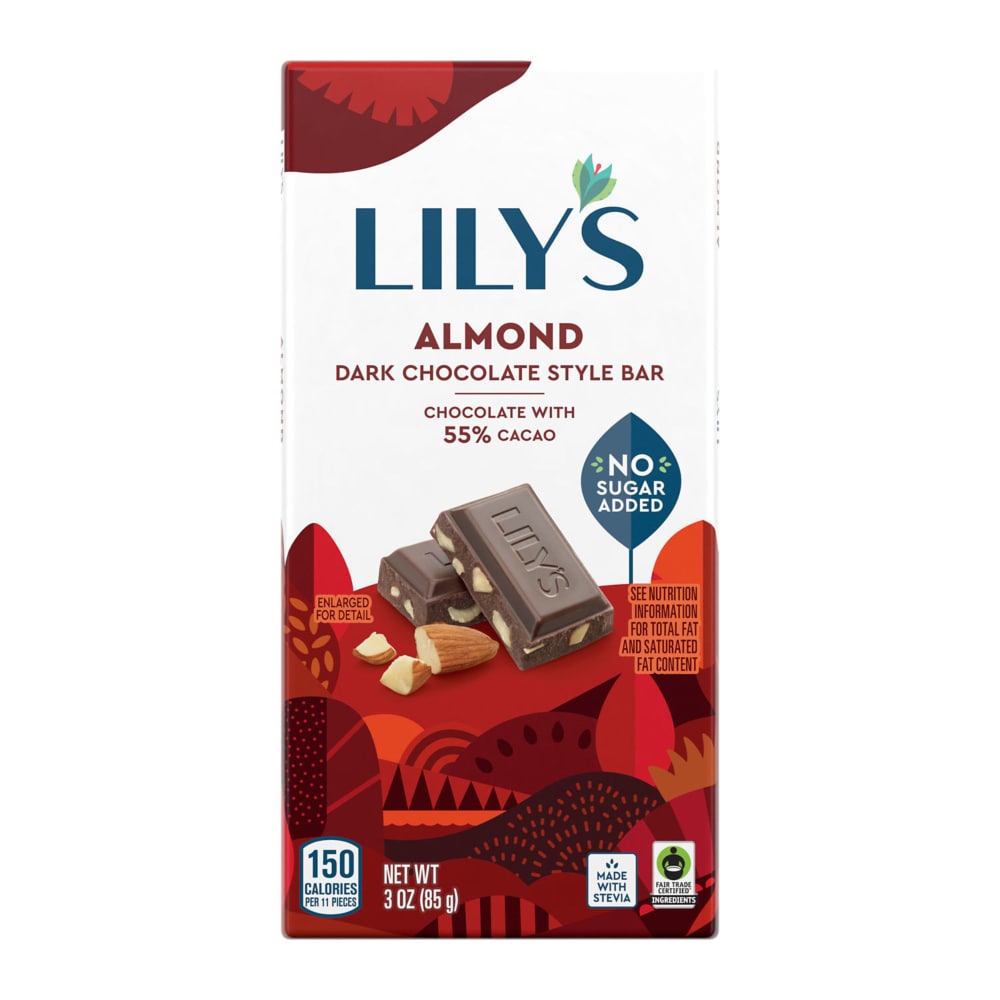 LILY’S Almond Dark Chocolate Style No Sugar Added Sweets Bar