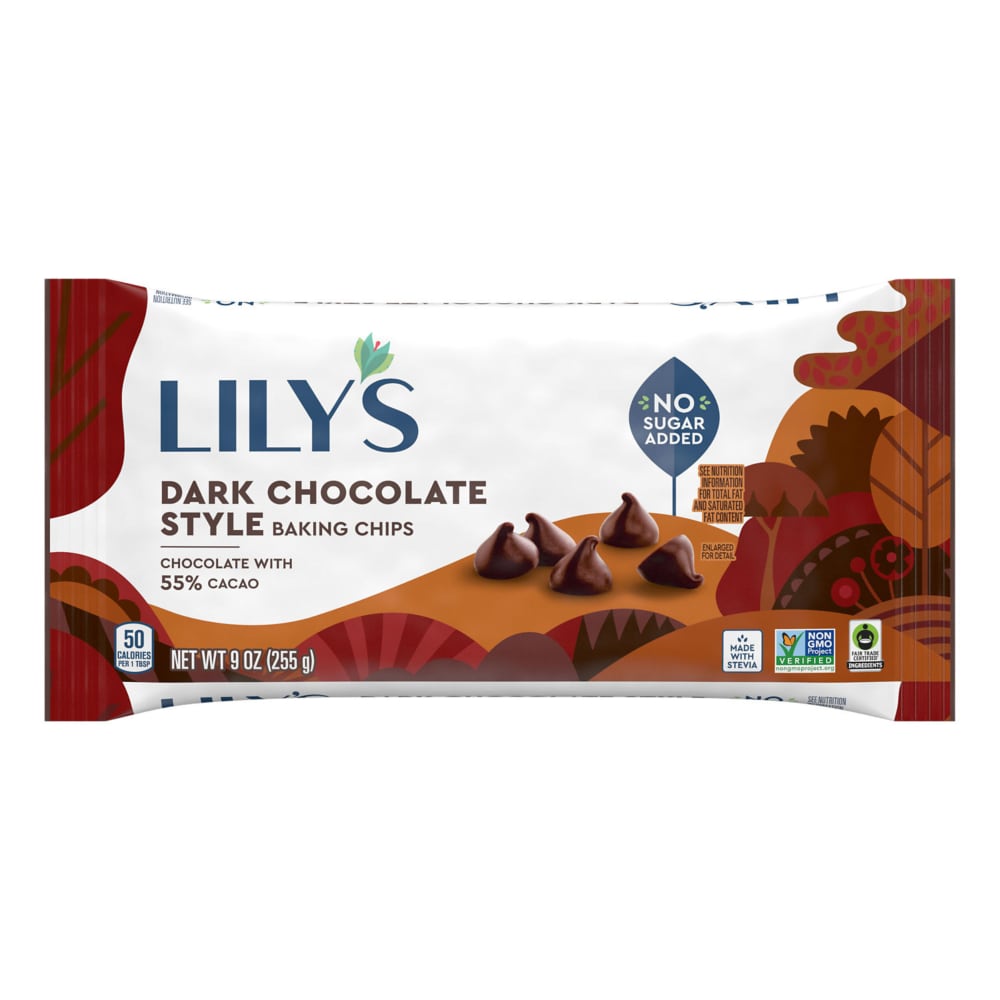 LILY’S Dark Chocolate Style No Sugar Added Baking Chips Bag