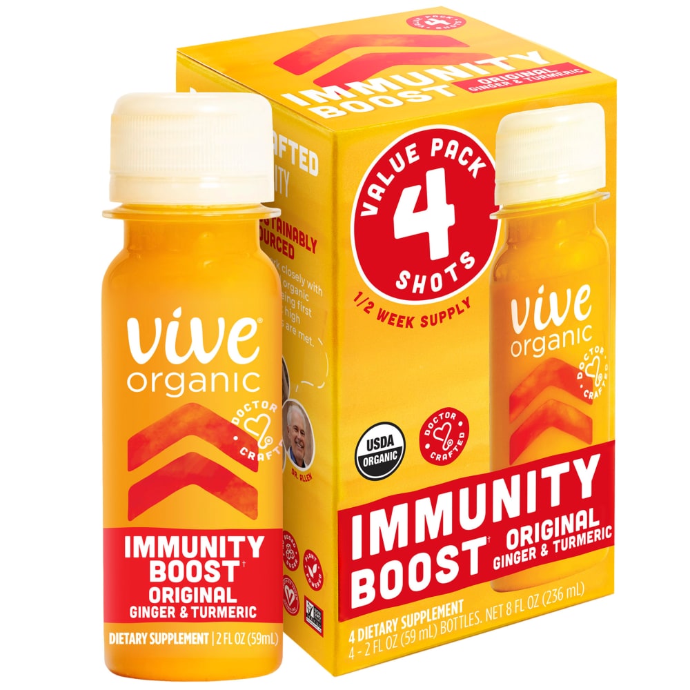 Vive Organic Immunity Boost Original Wellness Shot with Ginger and Turmeric, Potent Wellness Shots