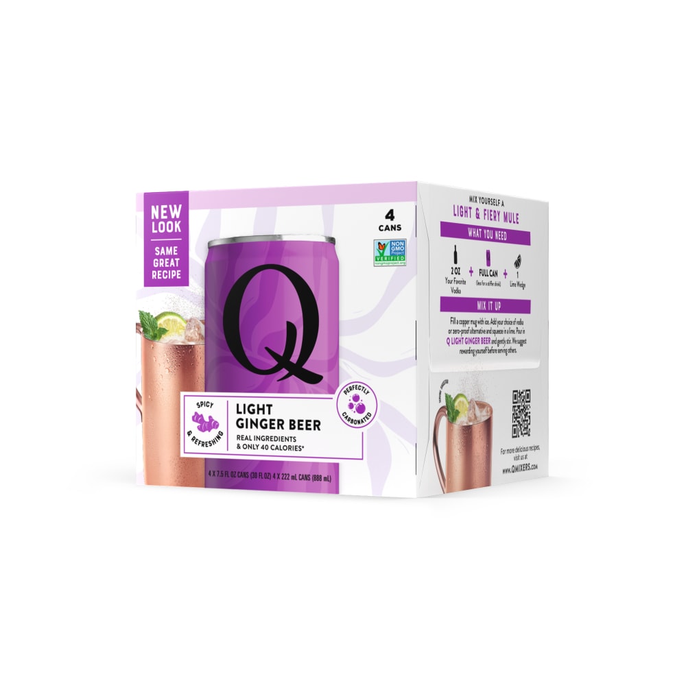 Q Mixers Light Ginger Beer, Premium Cocktail Mixer Made with Real Ingredients, 7.5 Fl Oz Pack of 4